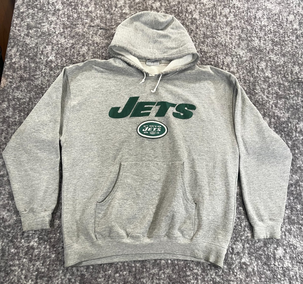Vintage Majestic New York Jets 2XL NFL Gray Long Sleeve Hoodie Men’s